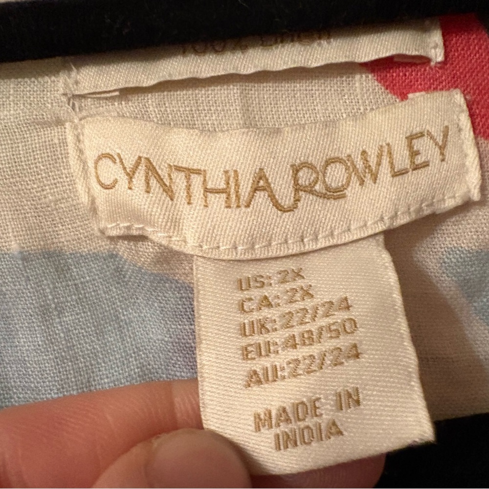 Cynthia Rowley 100% Linen Oversized Leaf Print Button Detail Blouse Size 2X - Picture 5 of 7